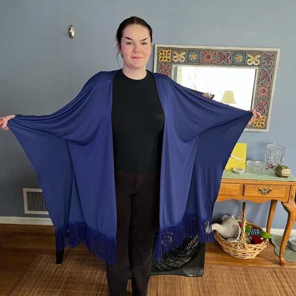 Maui Mamas One Size Fits Most Royal Blue kimono - Picture 1 of 9